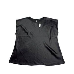 Express Womens Black Satin Blouse Top Size L Keyhole Back New